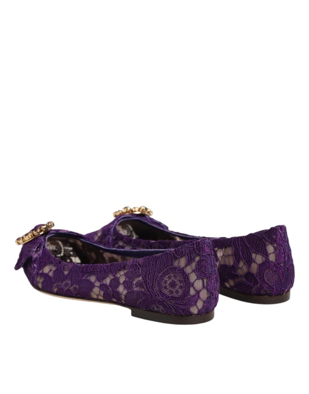 Dolce & Gabbana Purple Taormina Lace Crystals Flats Shoes - EU36/US5.5