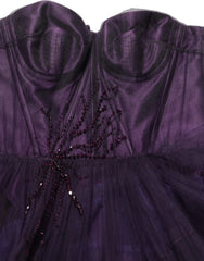 Dolce & Gabbana Purple Tiered Tulle Silk Long Gown Dress - IT38 | XS