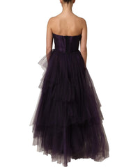 Dolce & Gabbana Purple Tiered Tulle Silk Long Gown Dress - IT38 | XS