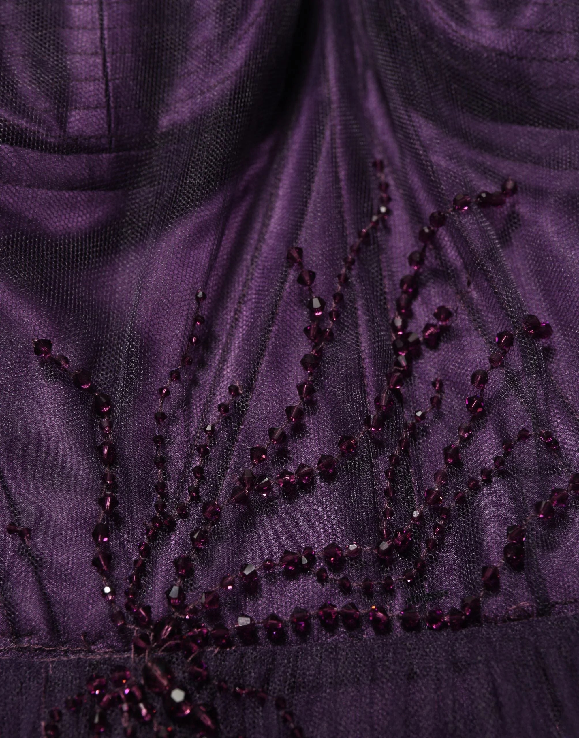 Dolce & Gabbana Purple Tiered Tulle Silk Long Gown Dress - IT38 | XS