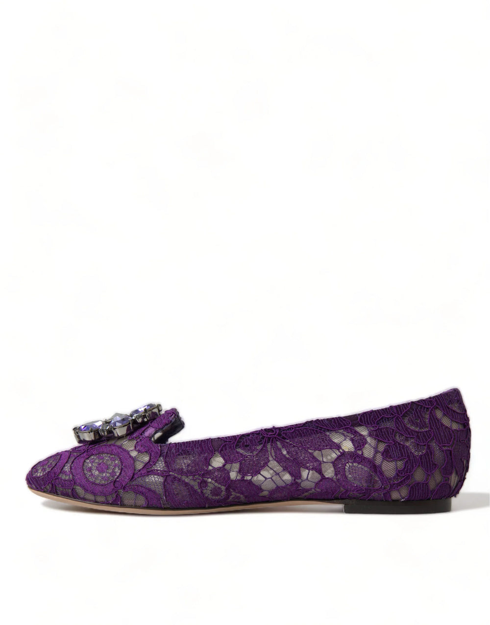 Dolce & Gabbana Purple Vally Taormina Lace Crystals Flats Shoes - EU37/US6.5 - Flats