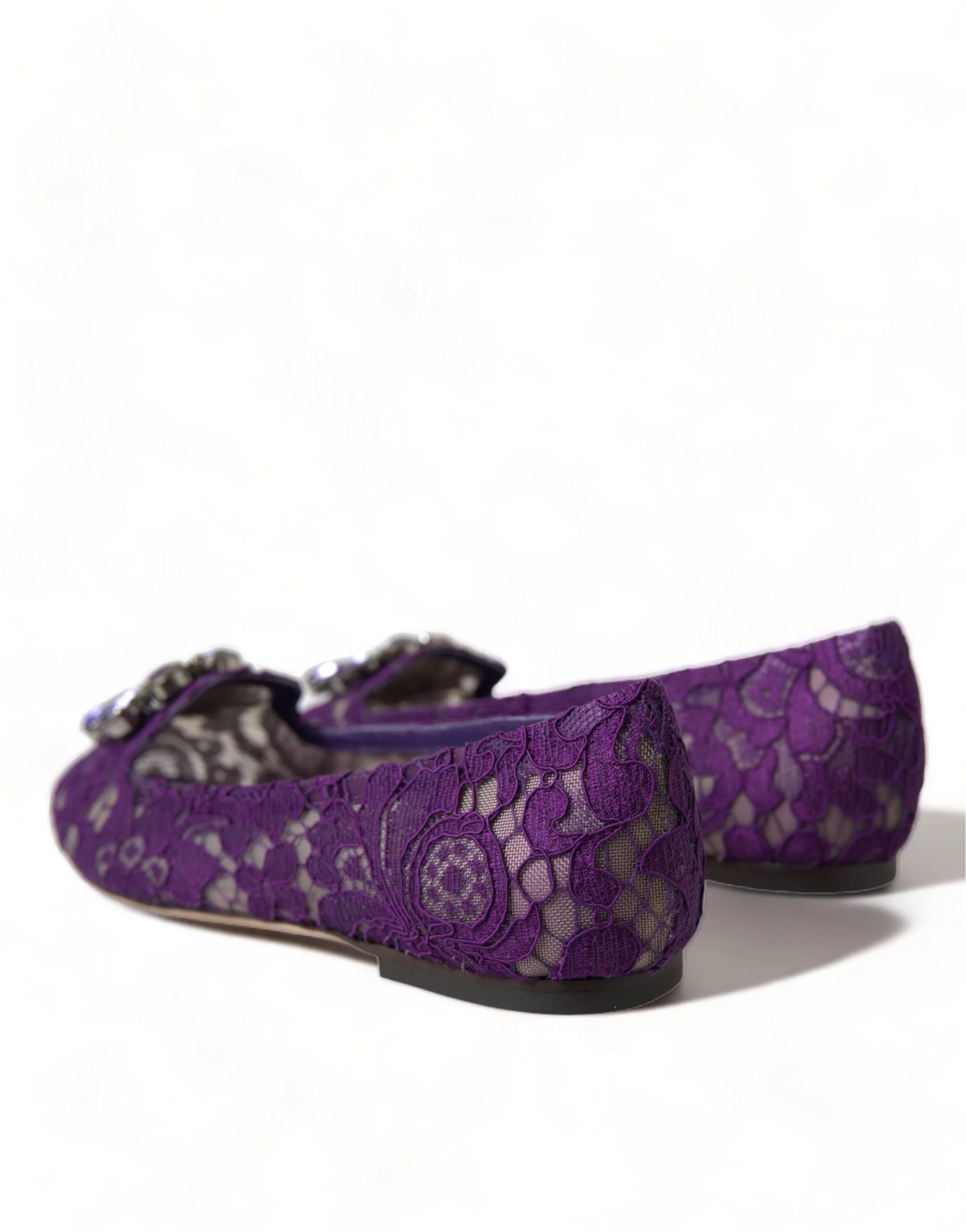 Dolce & Gabbana Purple Vally Taormina Lace Crystals Flats Shoes - EU37/US6.5 - Flats