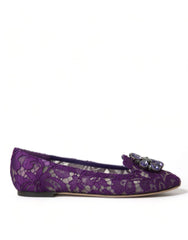 Dolce & Gabbana Purple Vally Taormina Lace Crystals Flats Shoes - EU37/US6.5 - Flats