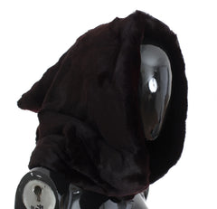 Dolce & Gabbana Purple Weasel Fur Crochet Hood Scarf Hat