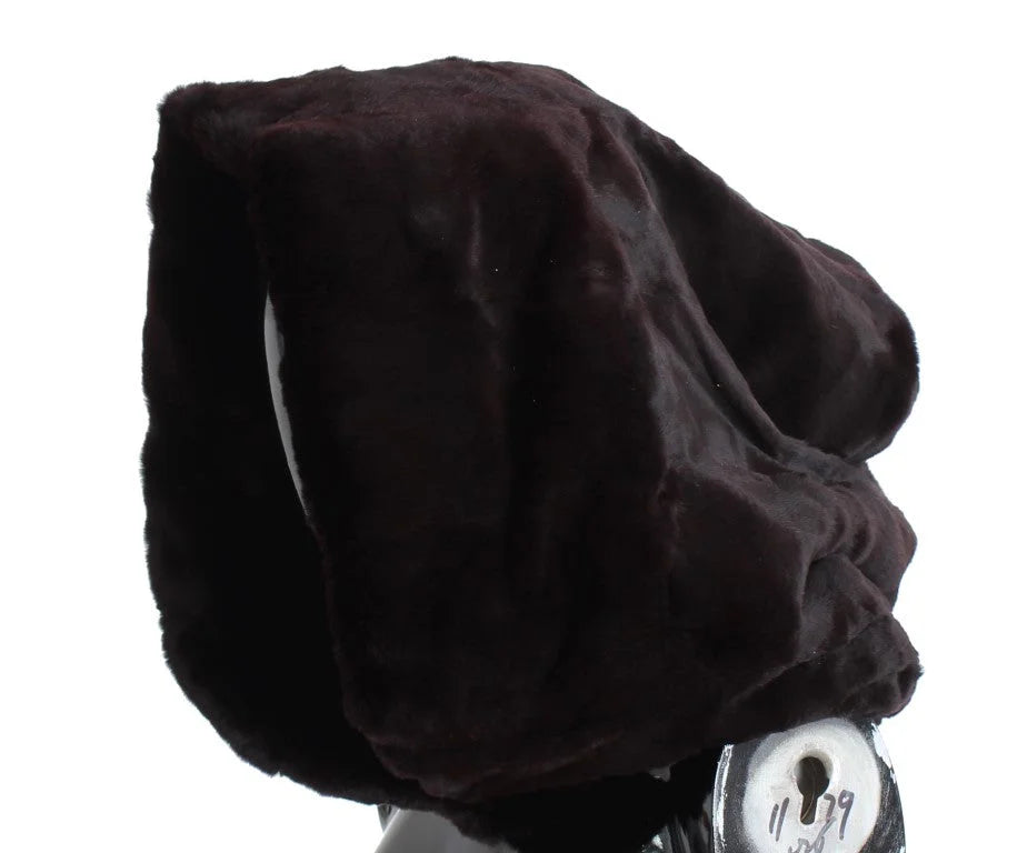 Dolce & Gabbana Purple Weasel Fur Crochet Hood Scarf Hat - Scarves & Shawls