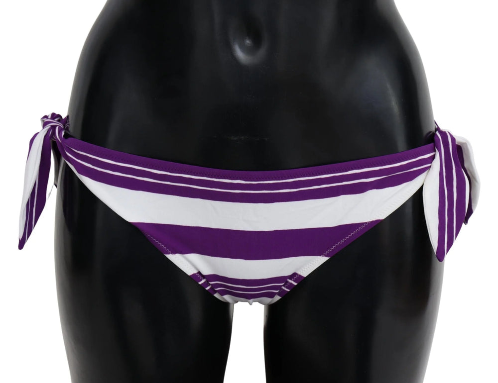 Dolce & Gabbana Purple White Stripes Beachwear Bikini Bottom - IT2 | S - Classic Bikinis