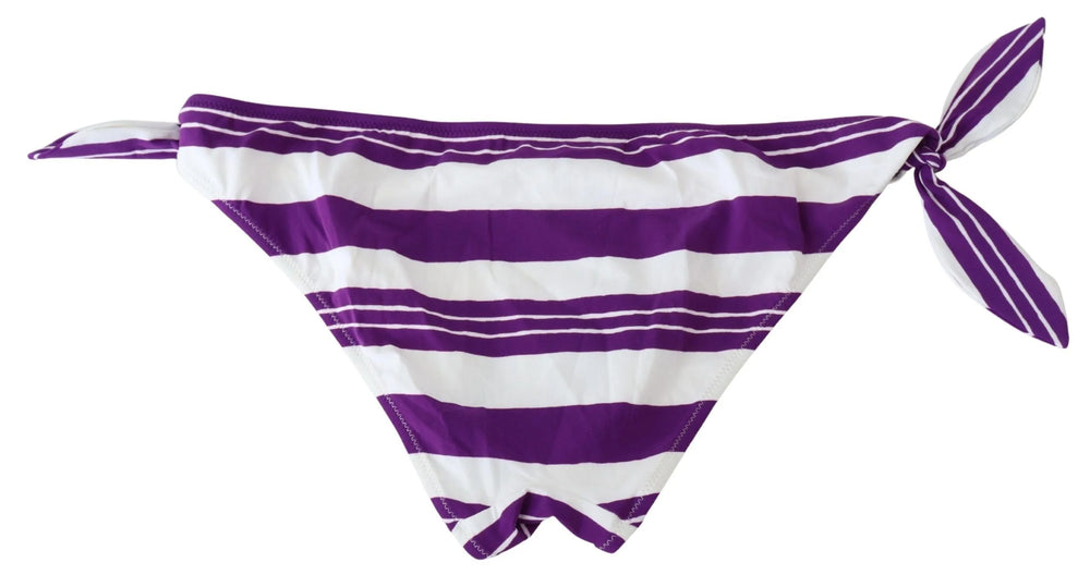 Dolce & Gabbana Purple White Stripes Beachwear Bikini Bottom - IT2 | S - Classic Bikinis