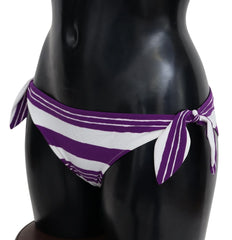 Dolce & Gabbana Purple White Stripes Beachwear Bikini Bottom - IT2 | S - Classic Bikinis