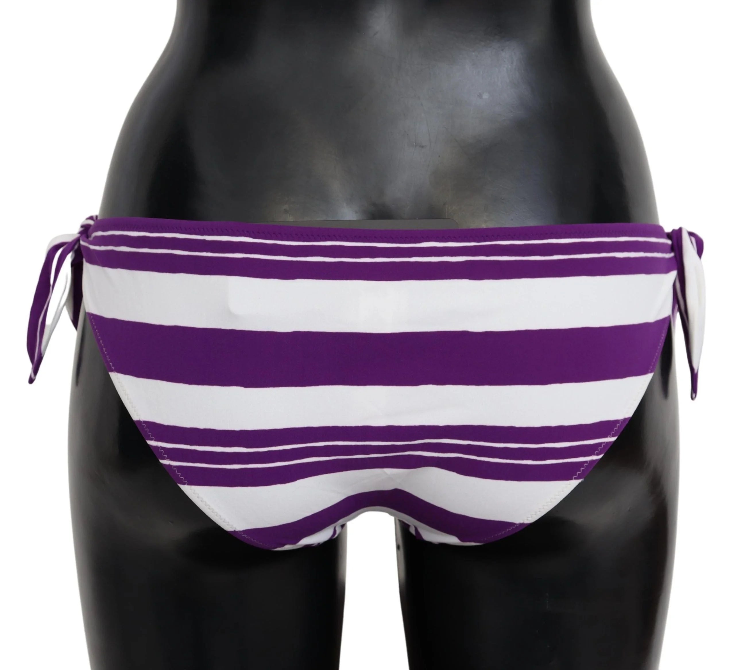 Dolce & Gabbana Purple White Stripes Beachwear Bikini Bottom - IT2 | S - Classic Bikinis