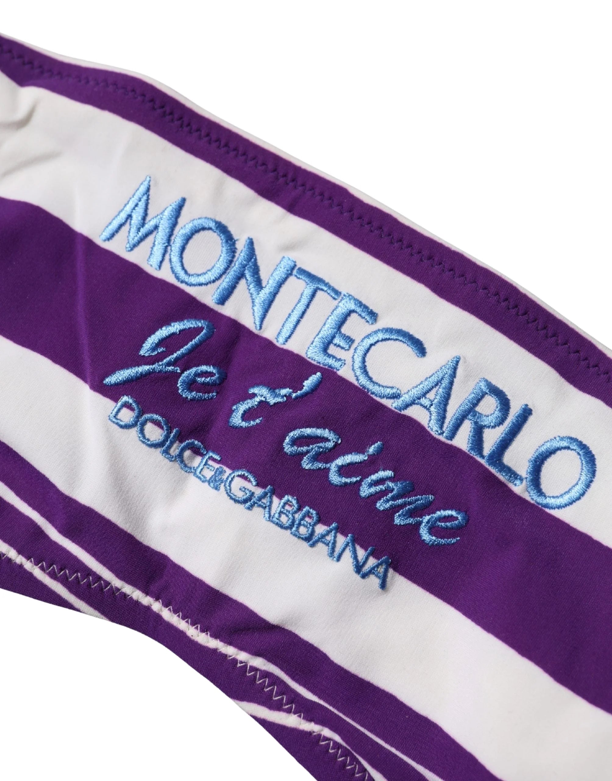 Dolce & Gabbana Purple White Stripes Nylon Bandeau Swimwear - IT2 | S