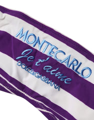 Dolce & Gabbana Purple White Stripes Nylon Bandeau Swimwear - IT2 | S