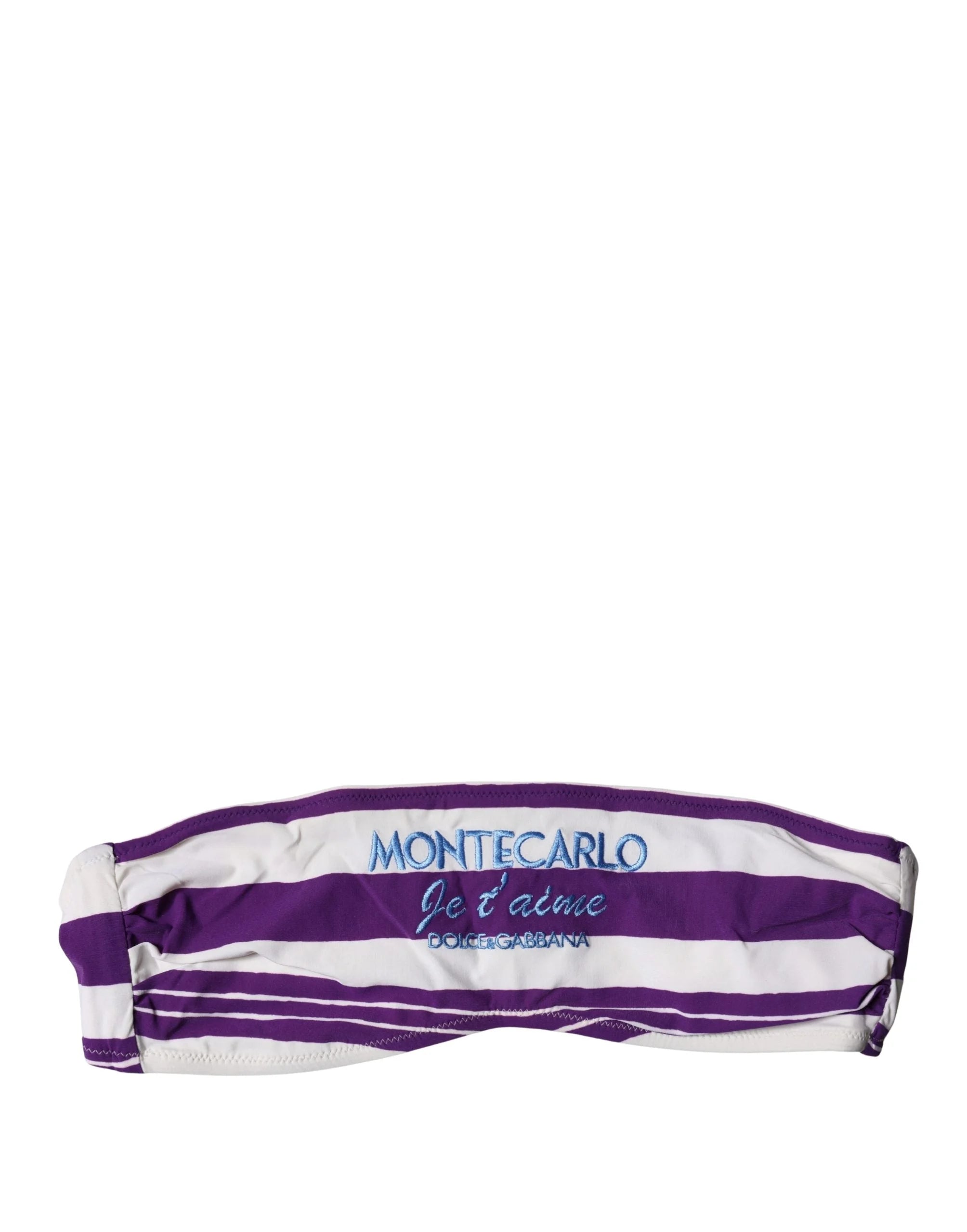 Dolce & Gabbana Purple White Stripes Nylon Bandeau Swimwear - IT2 | S