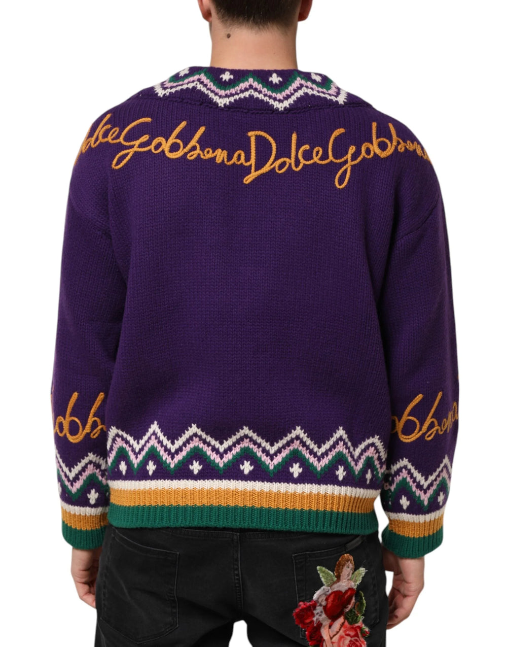 Dolce & Gabbana Purple Wool DG Logo Men Knit Pullover Sweater - M - Sweaters