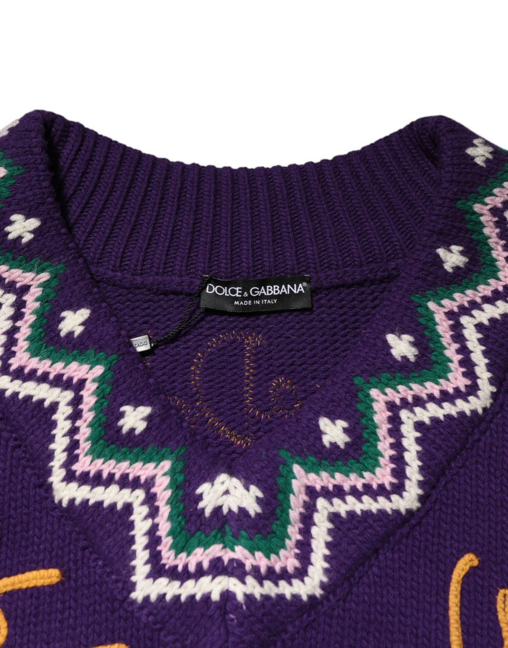 Dolce & Gabbana Purple Wool DG Logo Men Knit Pullover Sweater - M - Sweaters