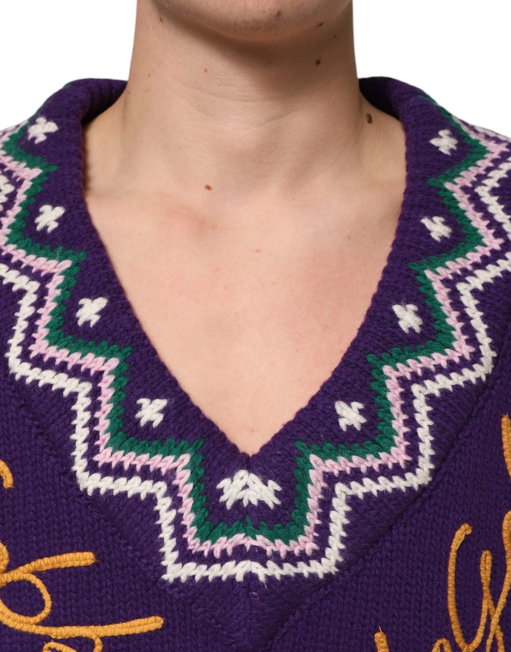 Dolce & Gabbana Purple Wool DG Logo Men Knit Pullover Sweater - M - Sweaters