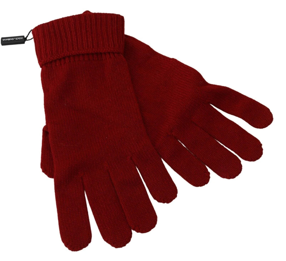 Dolce & Gabbana Red 100% Cashmere Knit Hands Mitten Mens Gloves - 9|M - Gloves & Mittens