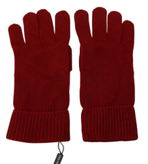 Dolce & Gabbana Red 100% Cashmere Knit Hands Mitten Mens Gloves - 9|M