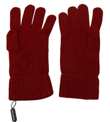 Dolce & Gabbana Red 100% Cashmere Knit Hands Mitten Mens Gloves - 9|M