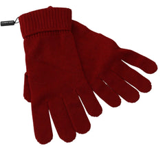 Dolce & Gabbana Red 100% Cashmere Knit Hands Mitten Mens Gloves - 9|M