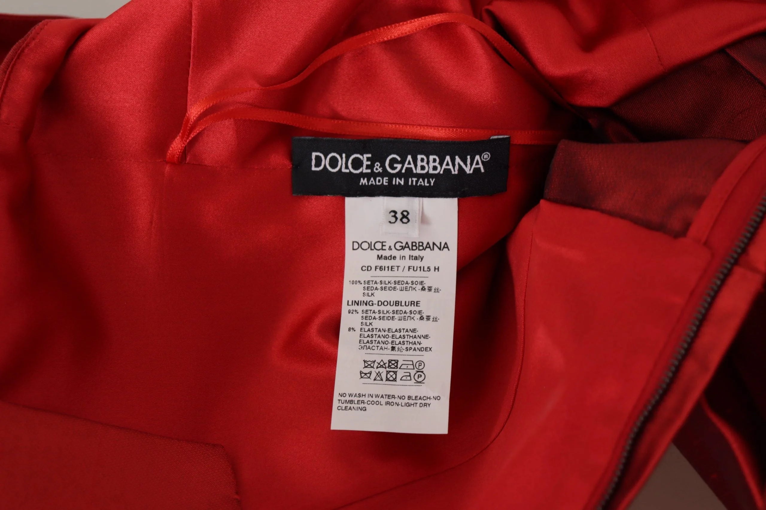 Dolce & Gabbana Red A-line Pleated Satin Silk Dress - Dresses