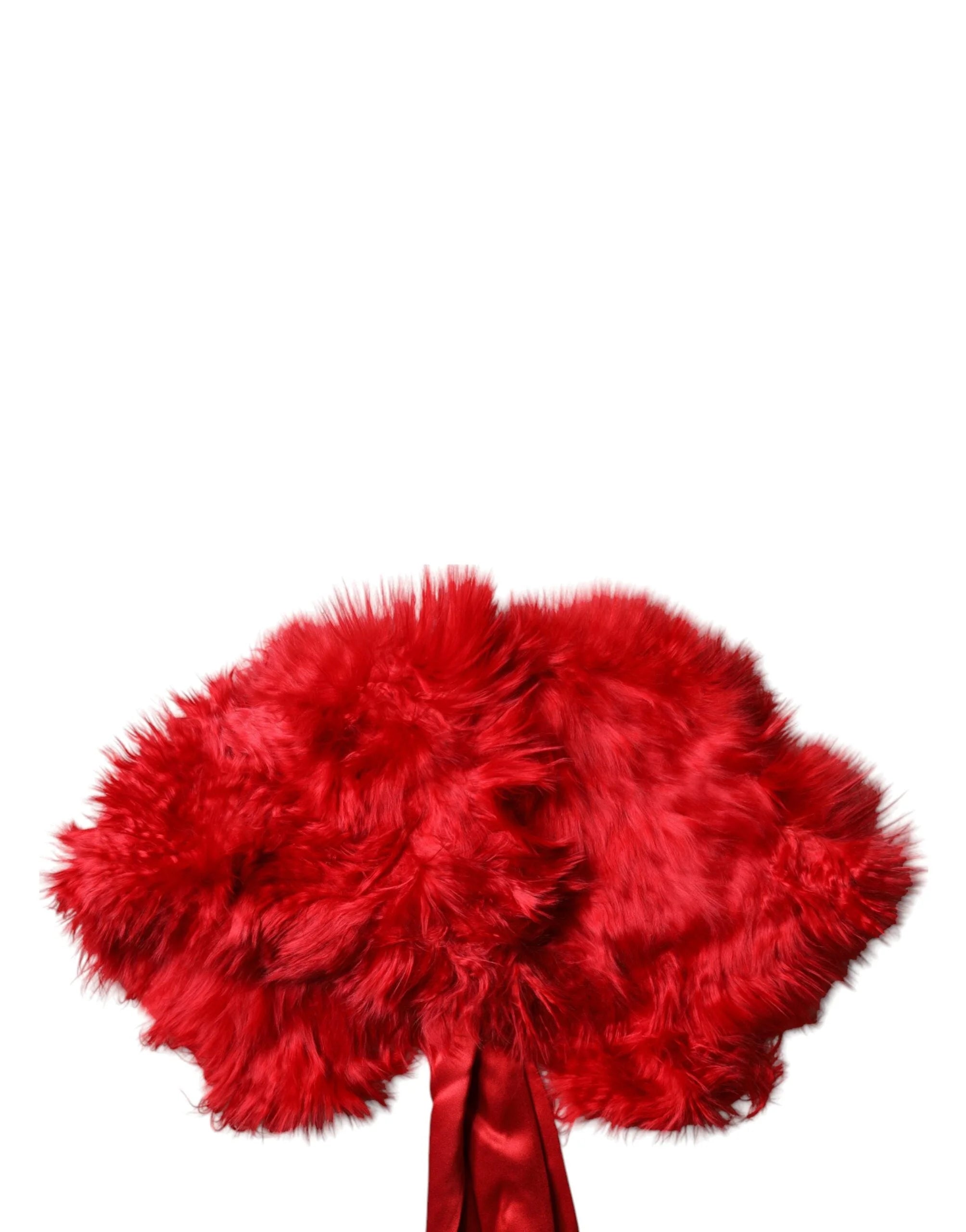 Dolce & Gabbana Red Alpaca Fur Women Neck Warmer Winter Scarf - IT40|S