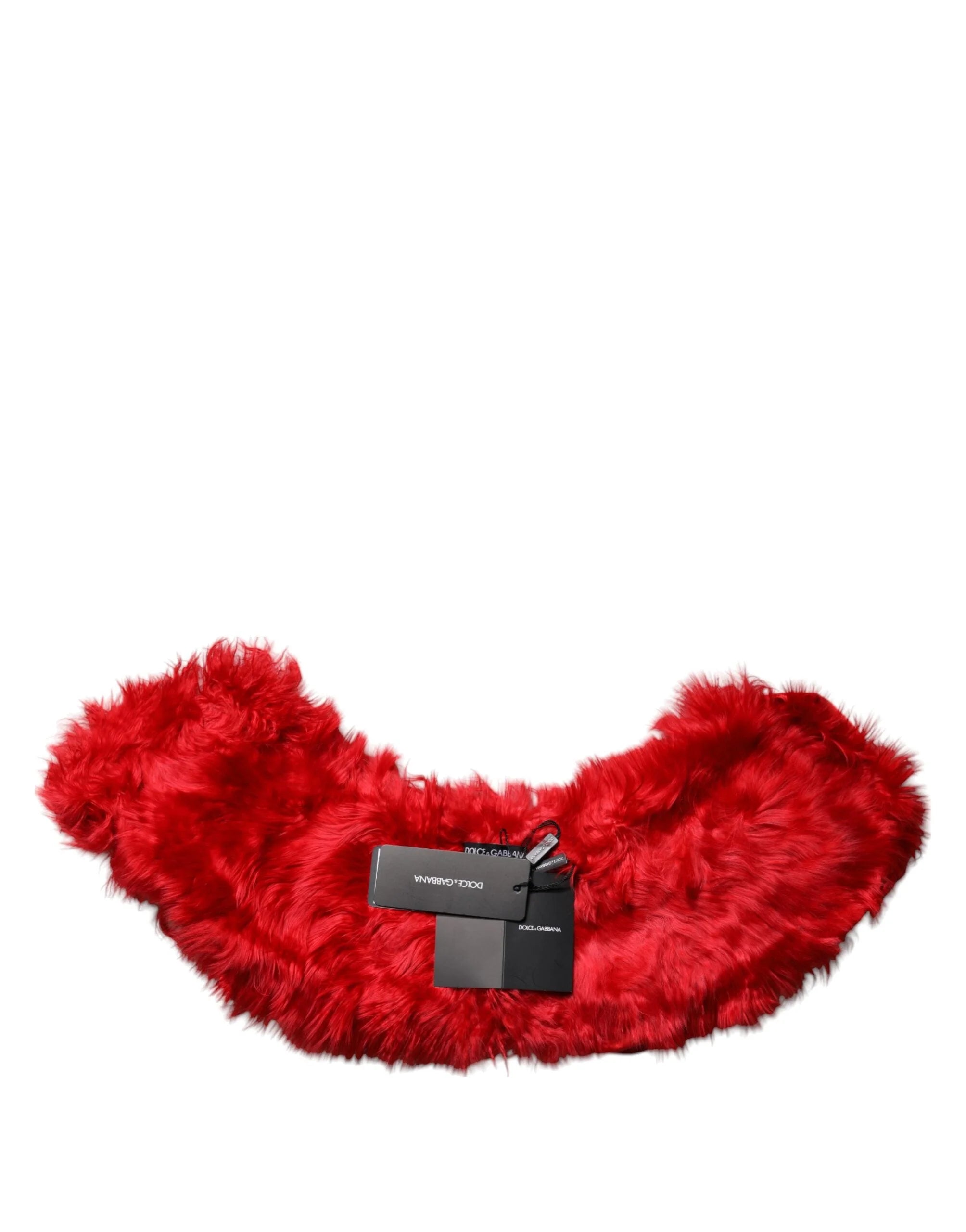 Dolce & Gabbana Red Alpaca Fur Women Neck Warmer Winter Scarf - IT40|S