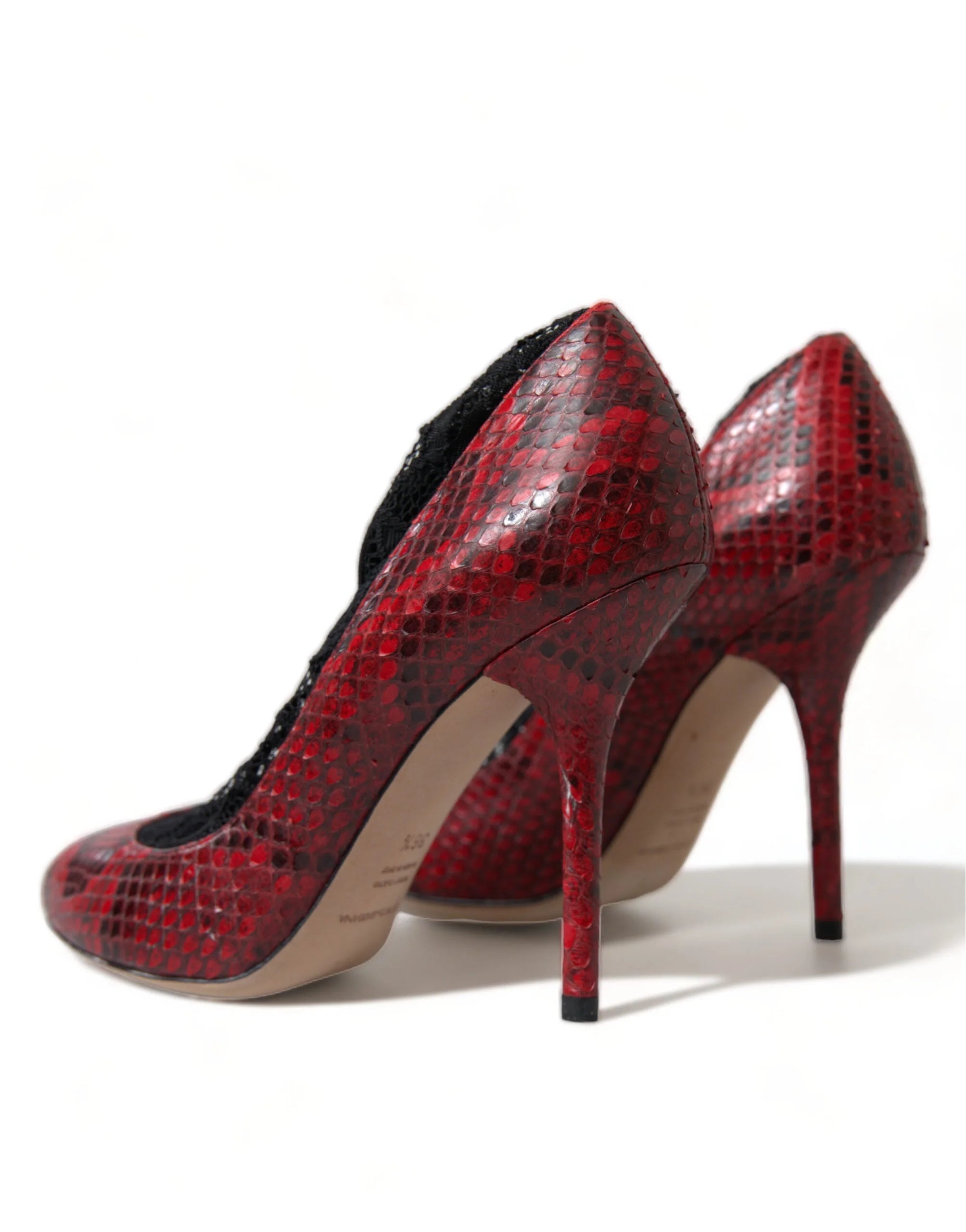 Dolce & Gabbana Red Ayers Leather Lace Socks Pumps Shoes - EU36.5/US6