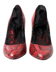 Dolce & Gabbana Red Ayers Leather Lace Socks Pumps Shoes - EU36.5/US6