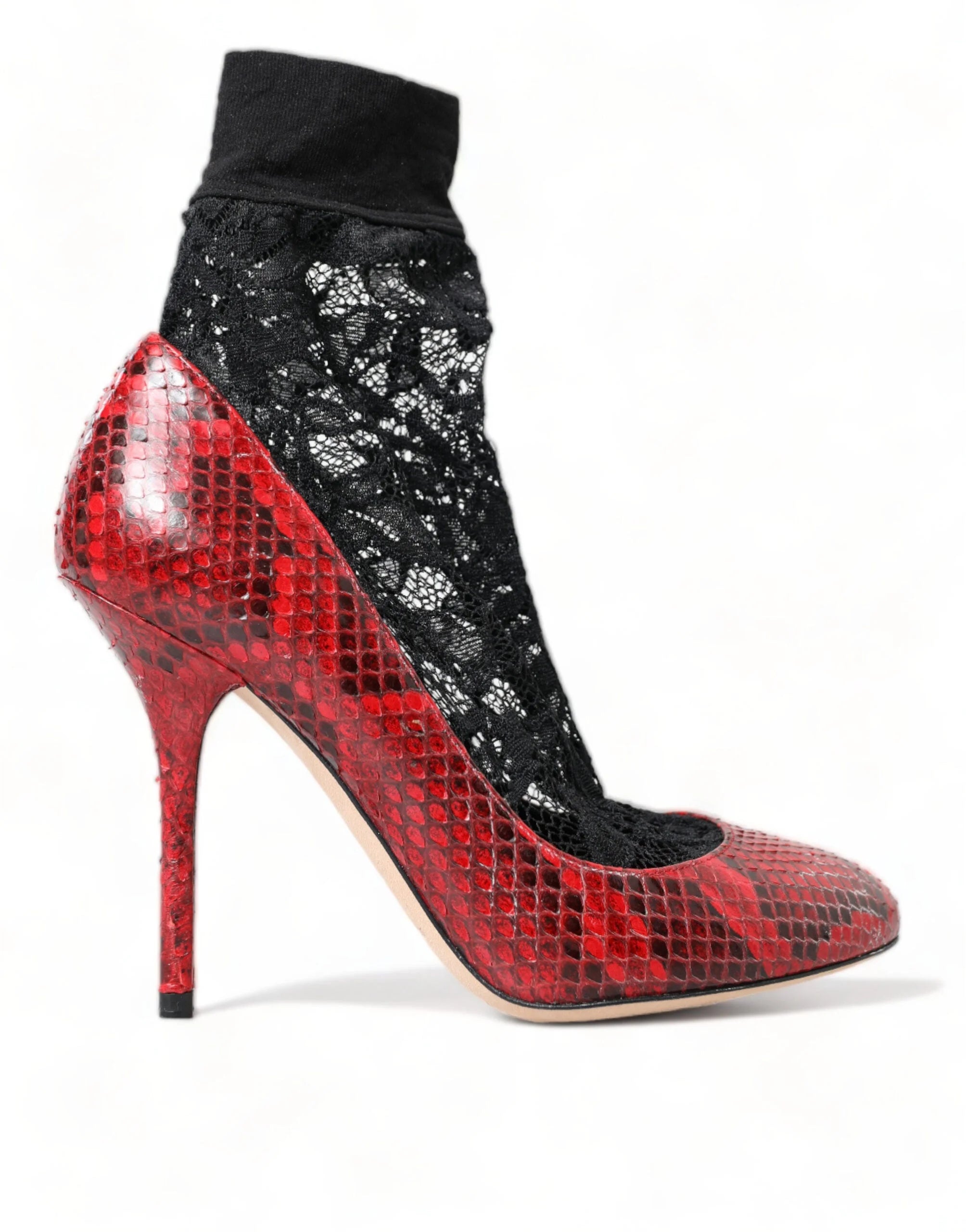 Dolce & Gabbana Red Ayers Leather Lace Socks Pumps Shoes - EU36.5/US6