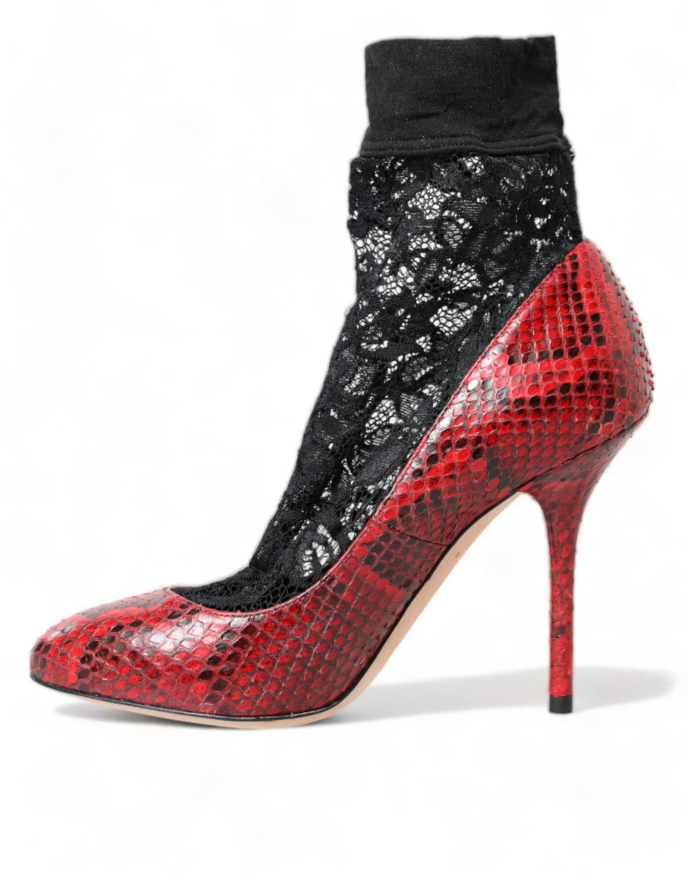 Dolce & Gabbana Red Ayers Leather Lace Socks Pumps Shoes - EU36.5/US6