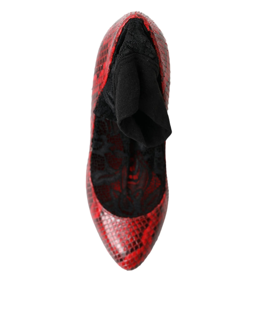 Dolce & Gabbana Red Ayers Leather Lace Socks Pumps Shoes - EU36.5/US6 - Heels