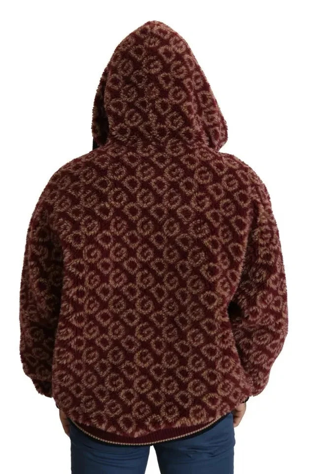 Dolce & Gabbana Red Beige Wool Oversize Hooded Pullover Sweater - IT48 | M - Sweaters