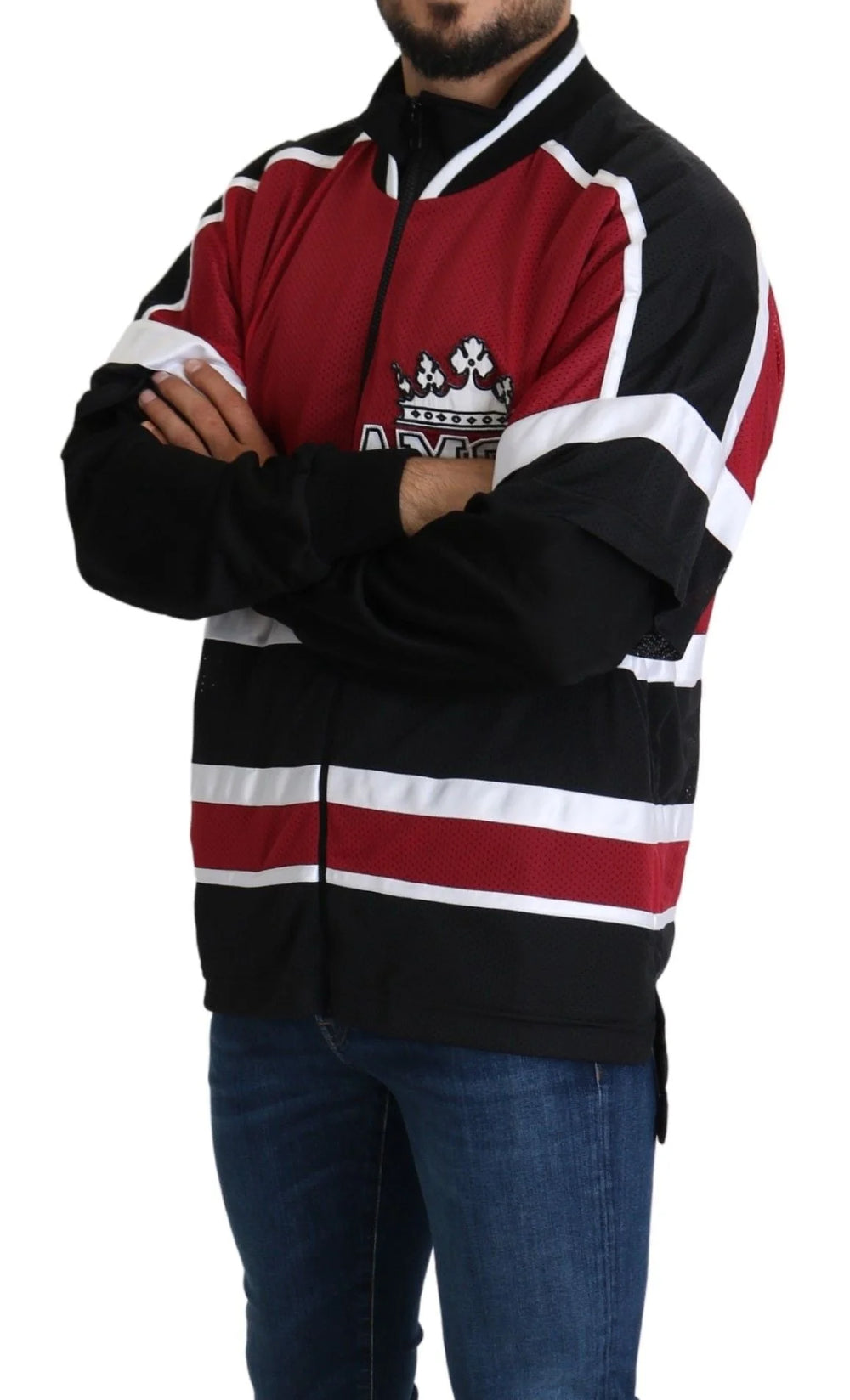 Dolce & Gabbana Red Black AMORE Sport Full Zipper Sweater - IT48 | M - Sweaters