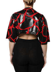 Dolce & Gabbana Red Black Cotton Bustier Detailing Cropped Top - IT40|S - Crop Tops