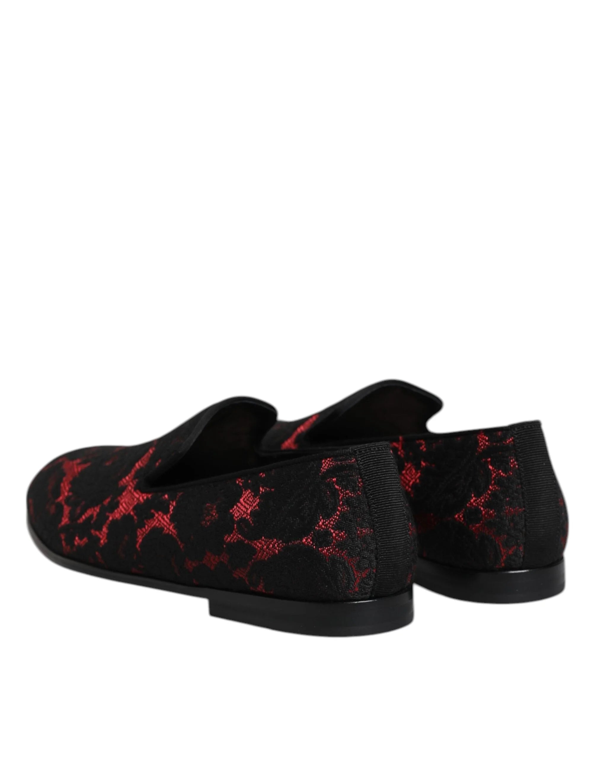 Dolce & Gabbana Red Black Jacquard Slip On Men Loafers Shoes - EU40/US7 - Flats