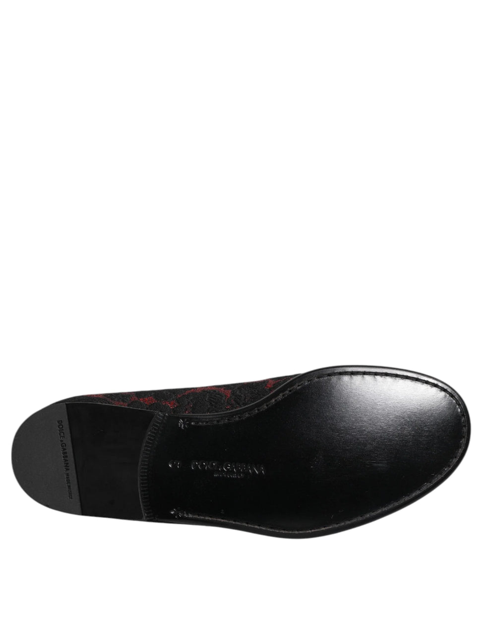 Dolce & Gabbana Red Black Jacquard Slip On Men Loafers Shoes - EU40/US7 - Flats