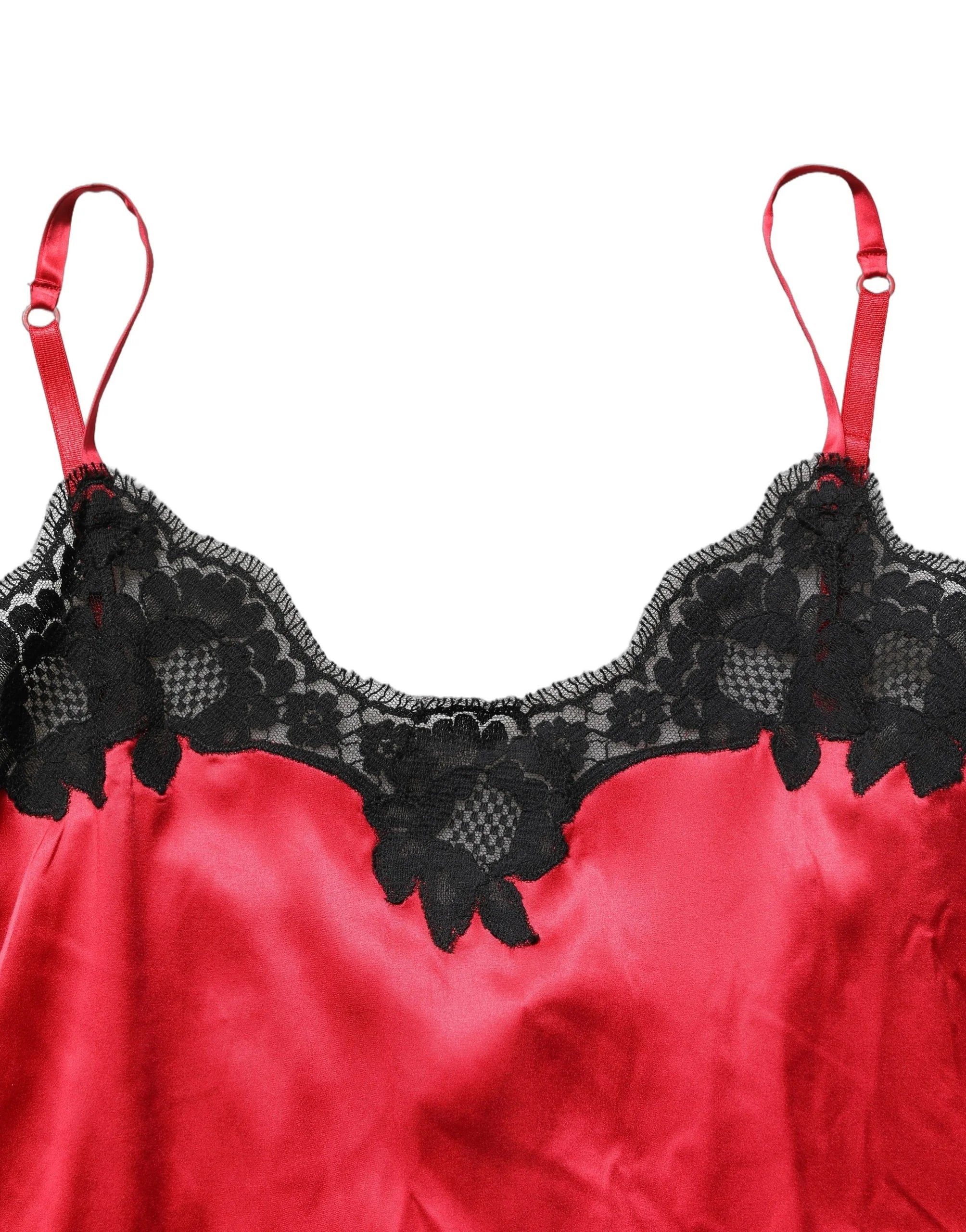 Dolce & Gabbana Red Black Lace Lingerie Short Chemise Sleepwear - IT4 | L