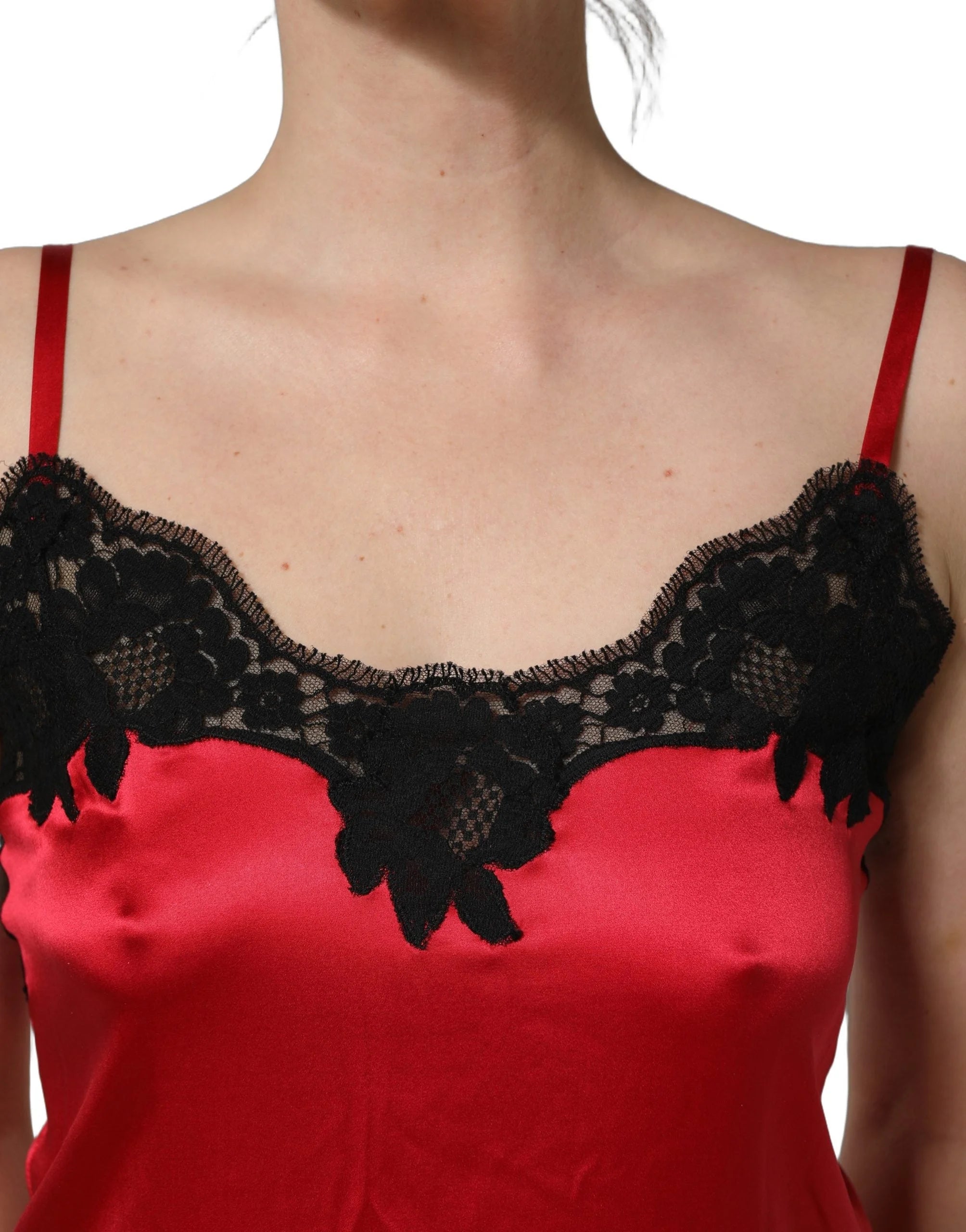 Dolce & Gabbana Red Black Lace Lingerie Short Chemise Sleepwear - IT4 | L