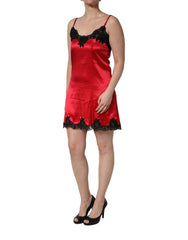 Dolce & Gabbana Red Black Lace Lingerie Short Chemise Sleepwear - IT4 | L