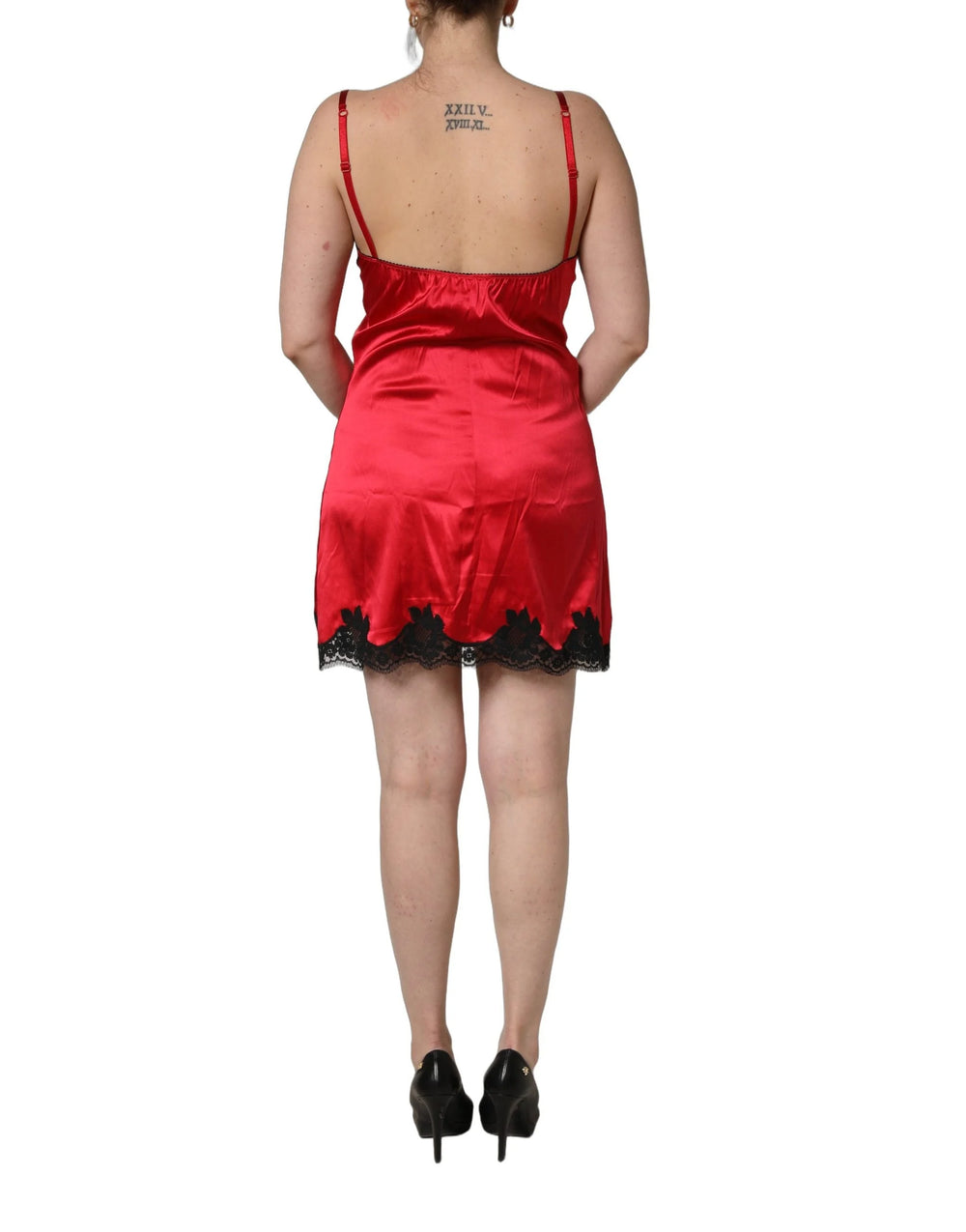 Dolce & Gabbana Red Black Lace Lingerie Short Chemise Sleepwear - IT4 | L
