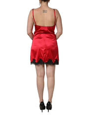 Dolce & Gabbana Red Black Lace Lingerie Short Chemise Sleepwear - IT4 | L