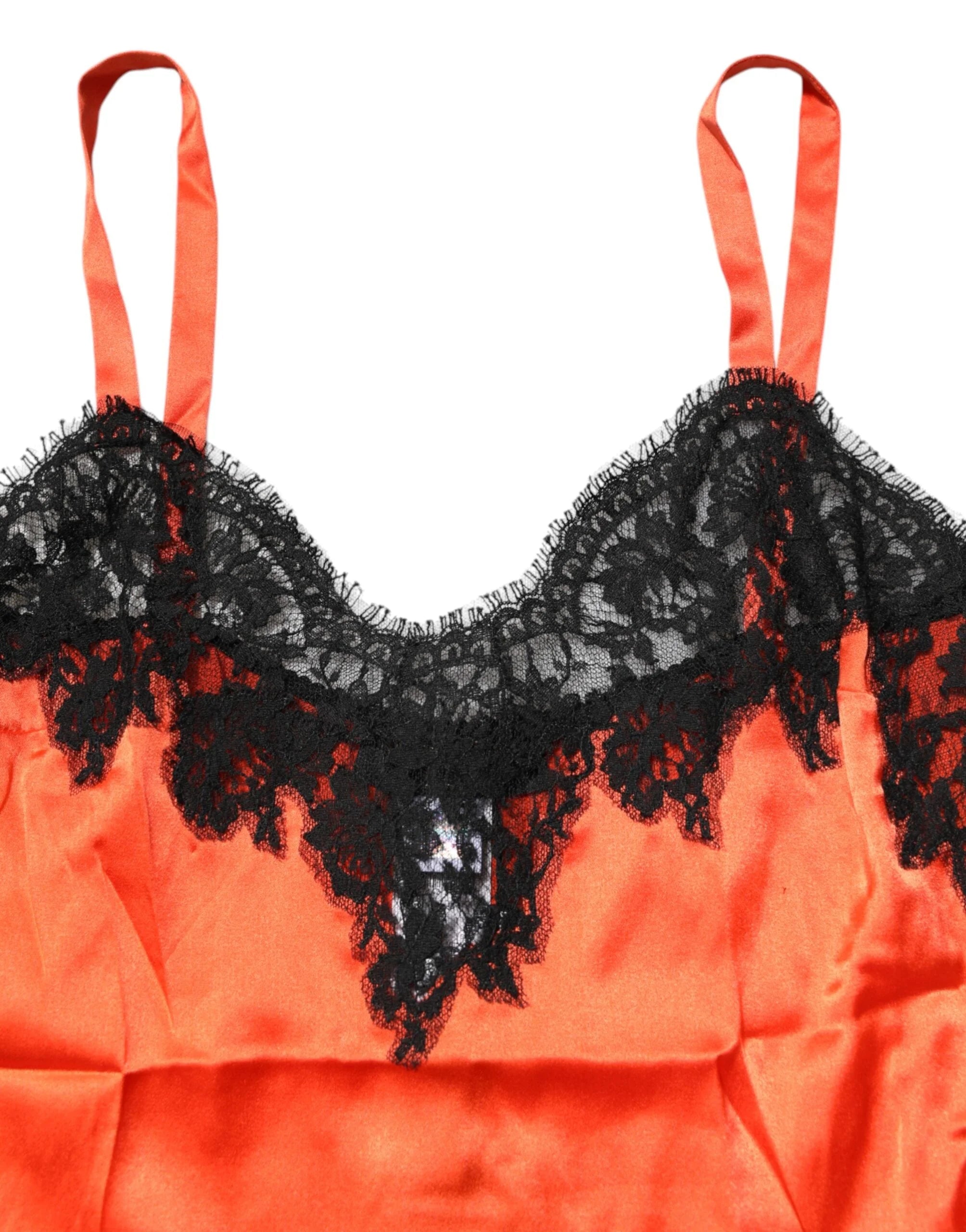 Dolce & Gabbana Red Black Lace Trim Silk Sleeveless Tank Top - IT2 | S - Tank Tops