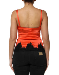 Dolce & Gabbana Red Black Lace Trim Silk Sleeveless Tank Top - IT2 | S - Tank Tops