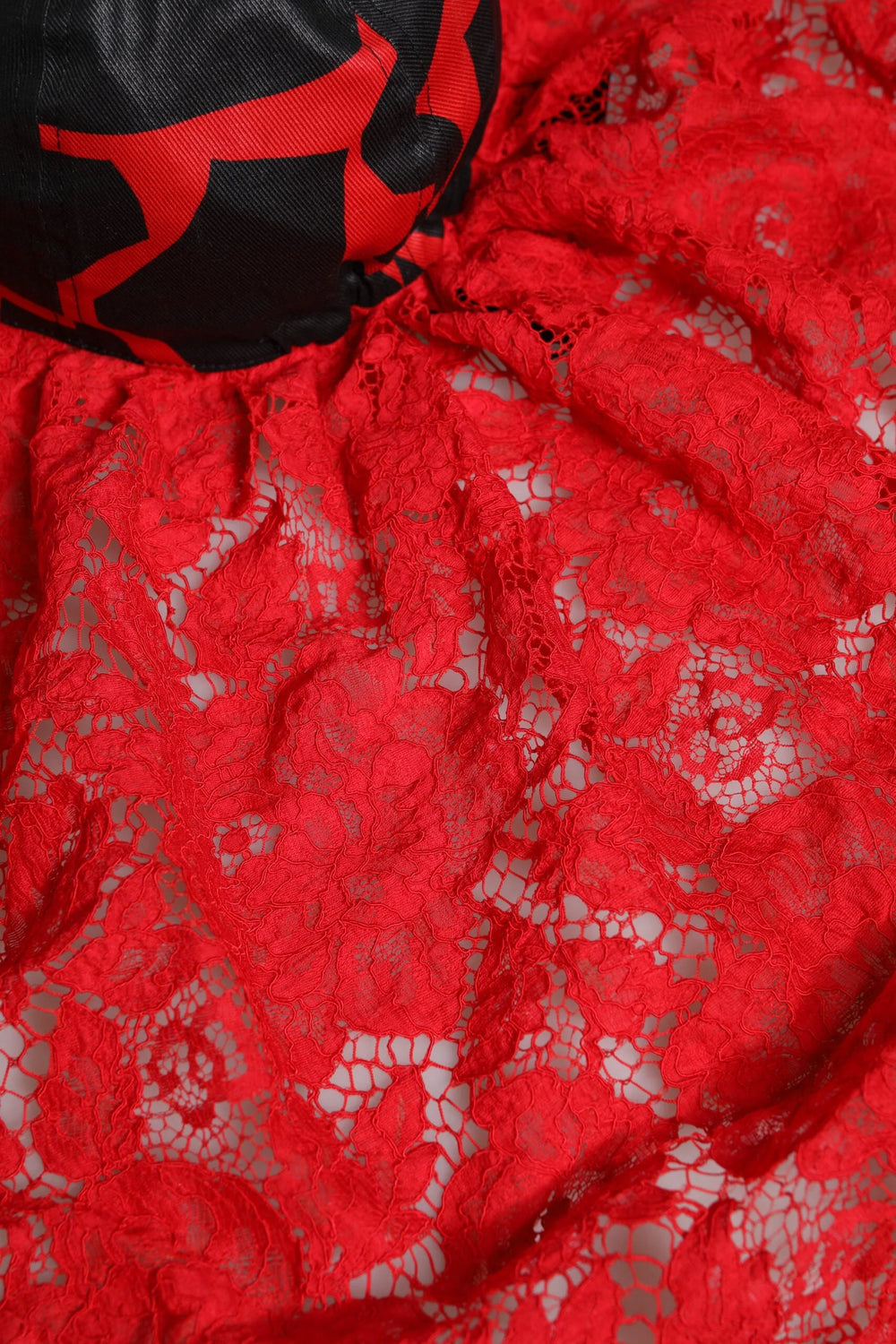 Dolce & Gabbana Red Black Lace Tulle Cotton Baseball Cap - 57 cm|S - Baseball Caps