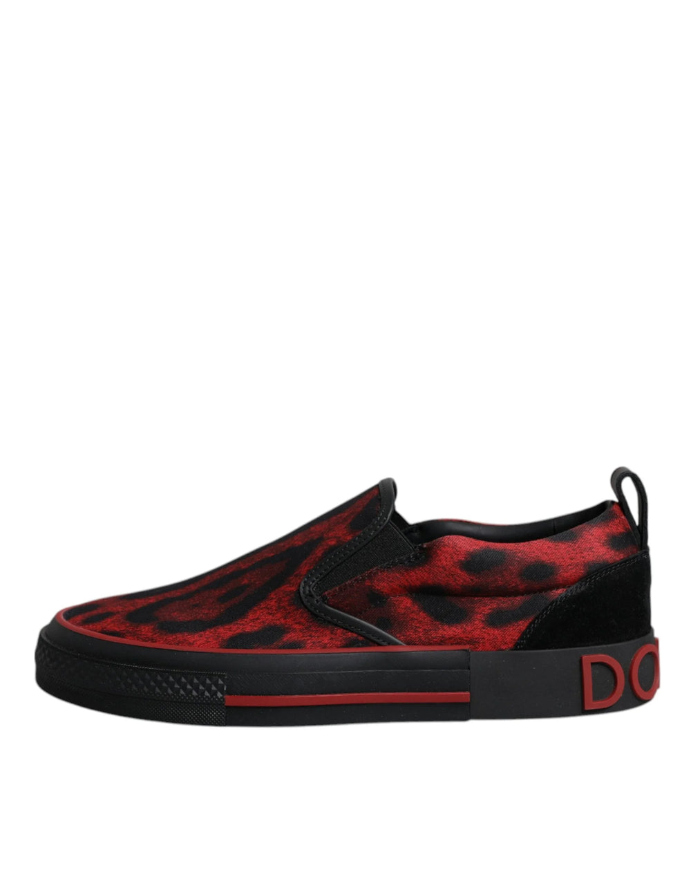 Dolce & Gabbana Red Black Leopard Cotton Men Low Top Sneakers Shoes - Sneakers