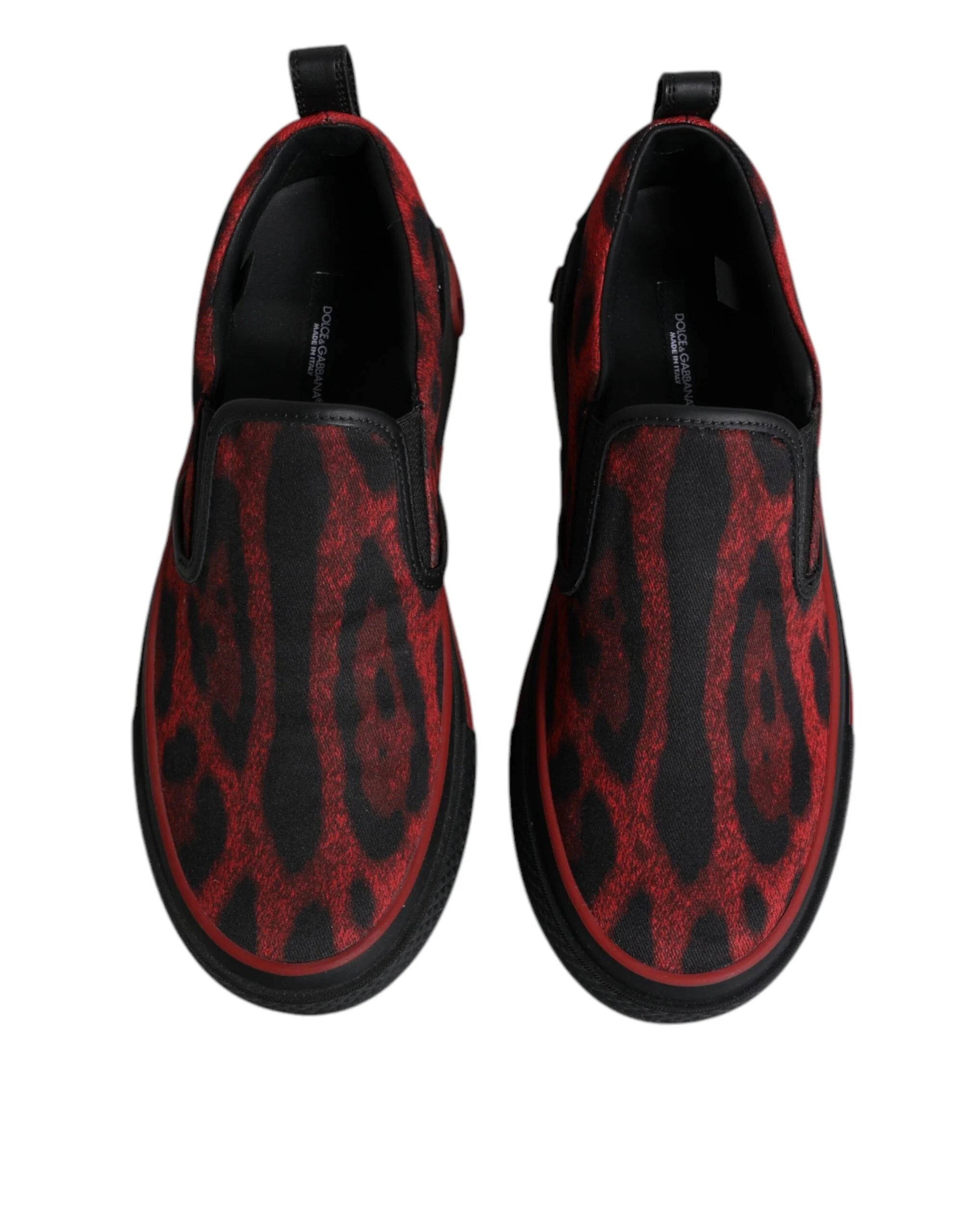 Tenisky Dolce & Gabbana červené a černé s leopardím vzorem, bavlněné pánské, nízké - EU39/US6