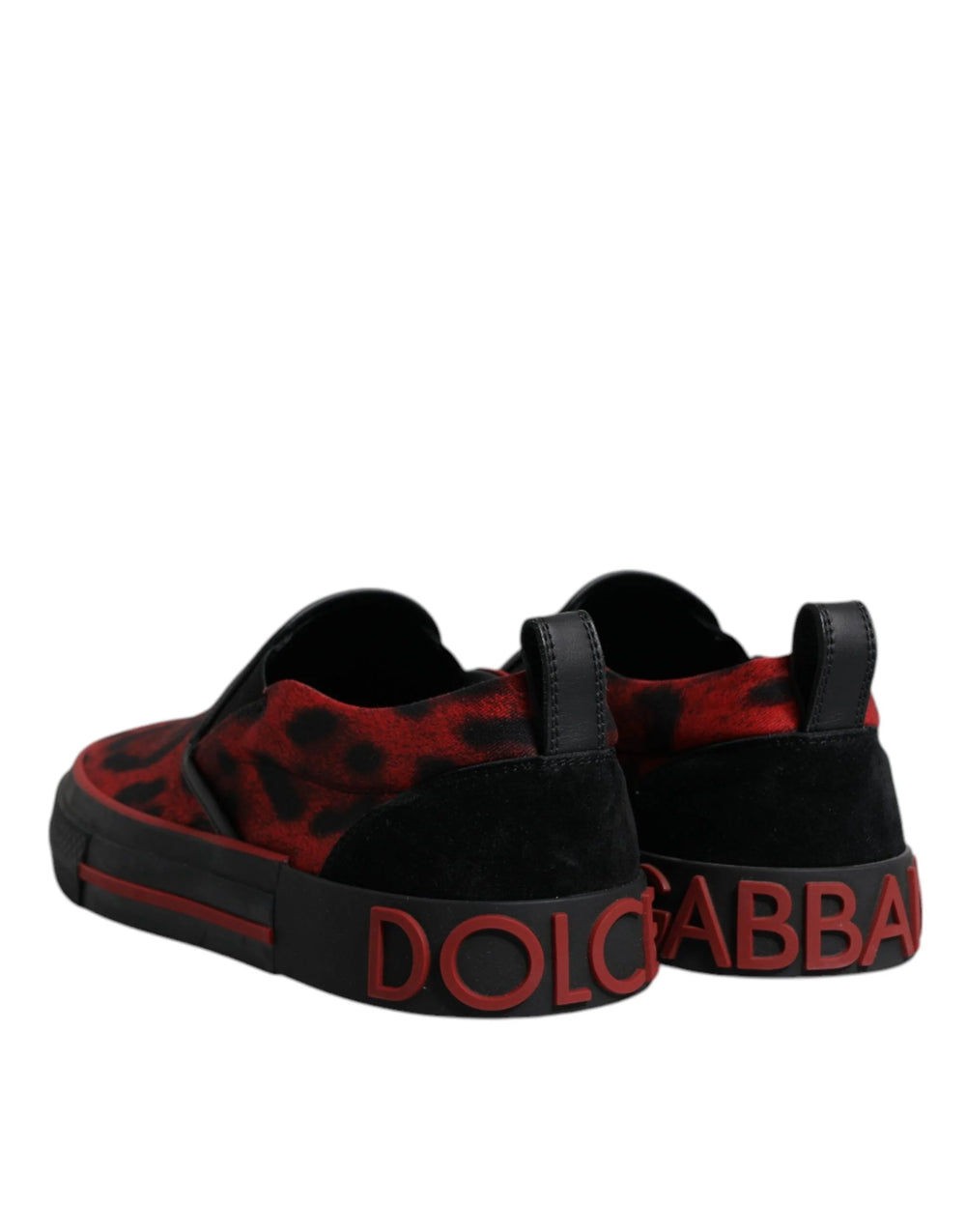 Dolce & Gabbana Red Black Leopard Cotton Men Low Top Sneakers Shoes - Sneakers