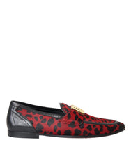 Dolce & Gabbana Red Black Leopard DG Loafers Formal Men Shoes - EU39/US6 - Flats