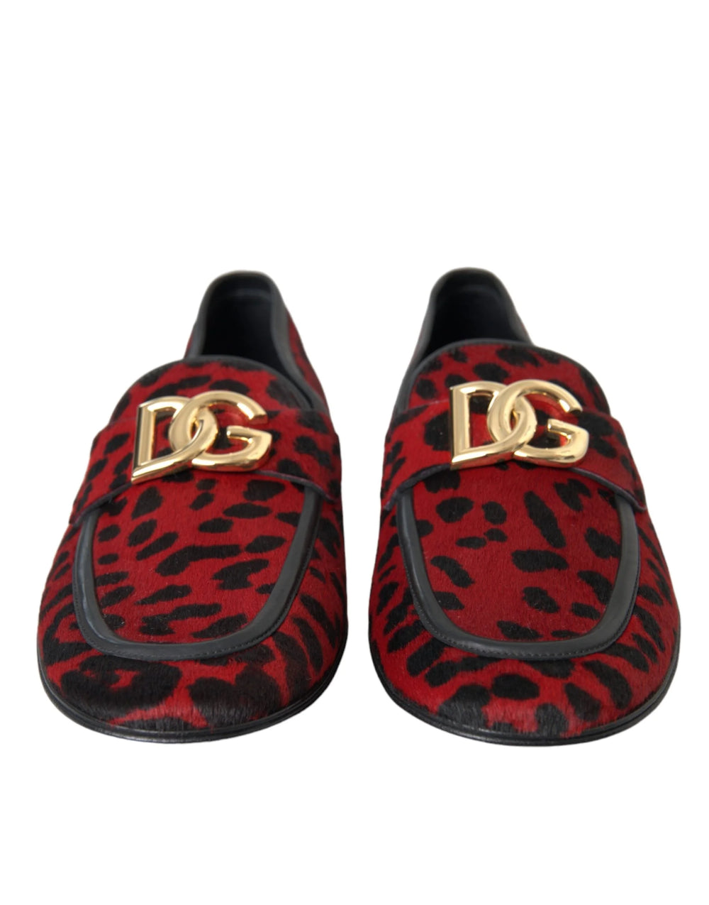 Dolce & Gabbana Red Black Leopard DG Loafers Formal Men Shoes - EU39/US6 - Flats