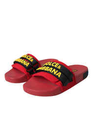 Dolce & Gabbana Red Black Logo Beachwear Flats Sandals Shoes - EU36/US5.5 - Sandals